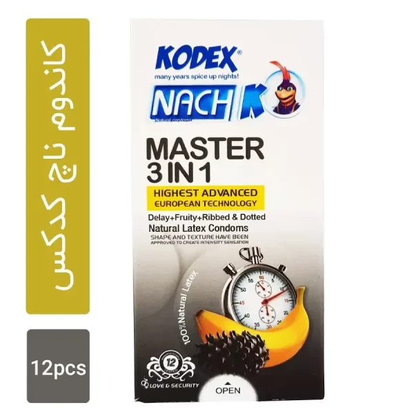 کاندوم تاخیری ناچ کدکس مدل Master 3 In 1 بسته 12 عددی