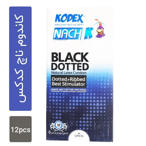 کاندوم ناچ کدکس مدل BLACK DOTTED (بلک داتد) بسته 12 عددی