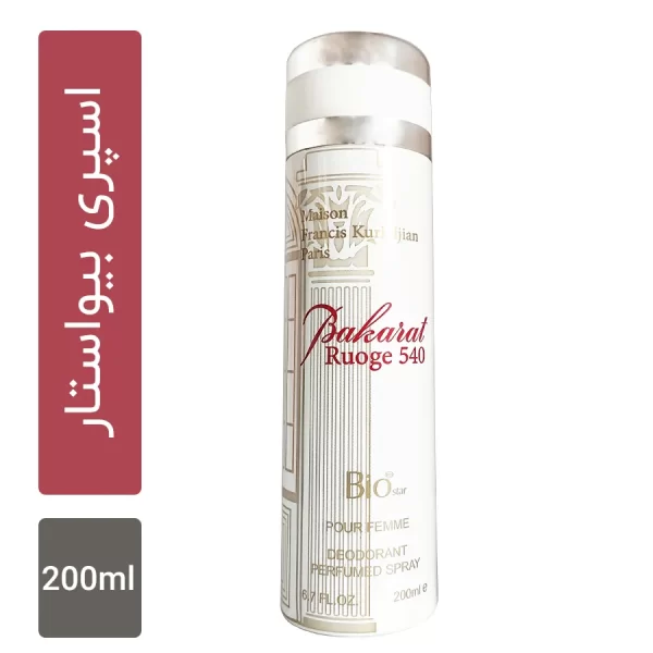 اسپری بدن زنانه بیو استار مدل Bio star Bakarat rouge 540 حجم 200 میلی لیتر